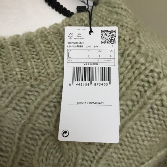 Mango Mint green Cable-knit sweater: size L NWT - Picture 8 of 9